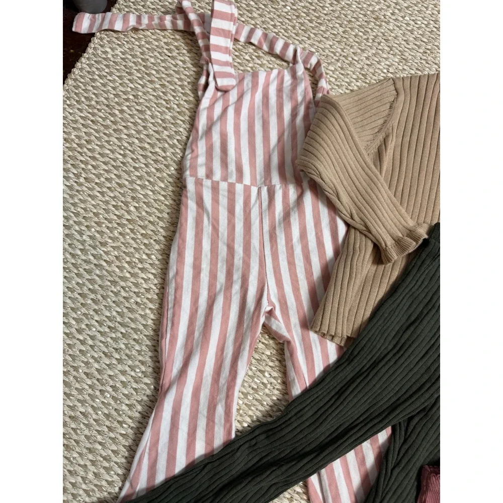 HM Zara Toddler Girls 2T Ribbed Clothing Lot Floral Jumpsuit neutral Cottagecore